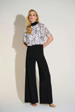 Joseph Ribkoff  Signature  Foiled Chiffon & Silky Knit Wide Leg Jumpsuit 253733