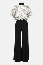 Joseph Ribkoff  Signature  Foiled Chiffon & Silky Knit Wide Leg Jumpsuit 253733