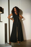 Joseph Ribkoff  Signature Woven Wide Leg Jumpsuit with Rhinestone Detail 253757