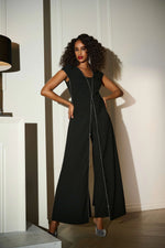 Joseph Ribkoff  Signature Woven Wide Leg Jumpsuit with Rhinestone Detail 253757