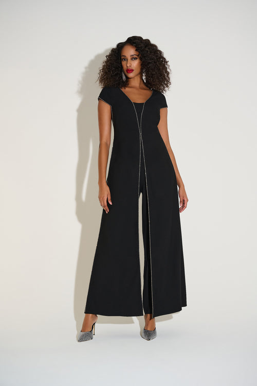 Joseph Ribkoff | Woven Wide Leg Jumpsuit with Rhinestone Detail 253757 F25