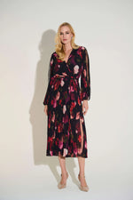 Joseph Ribkoff  Signature Pleated Chiffon Floral Fit & Flare Dress 253774