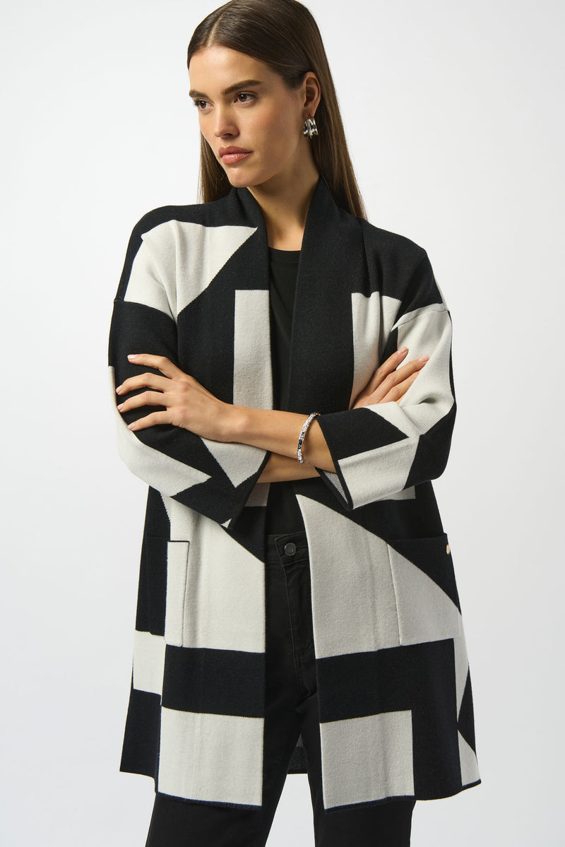 Joseph Ribkoff Jacquard Sweater Knit Colour-Block Cover-Up 253901F25