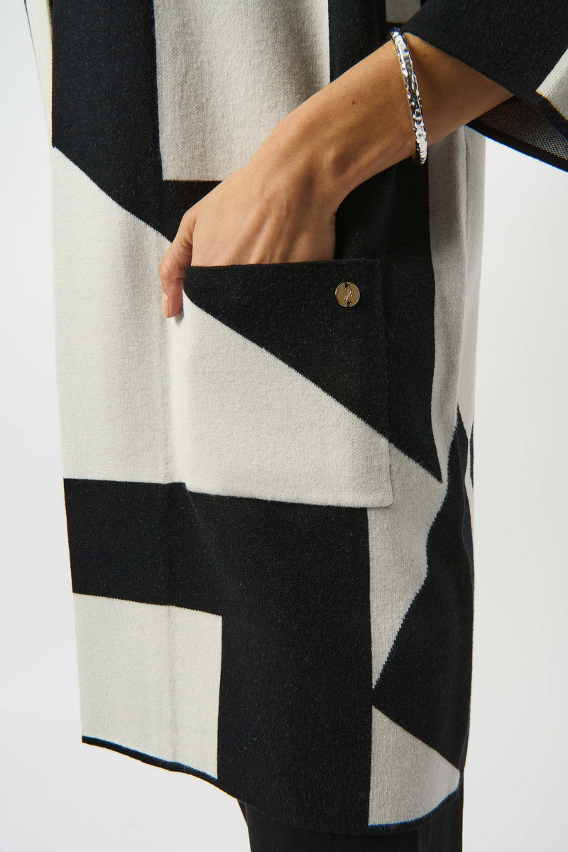 Joseph Ribkoff Jacquard Sweater Knit Colour-Block Cover-Up 253901F25
