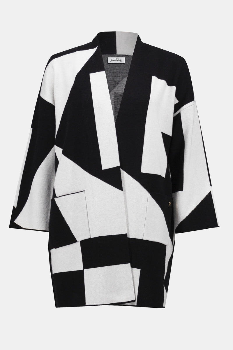 Joseph Ribkoff Jacquard Sweater Knit Colour-Block Cover-Up 253901F25