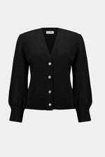 Joseph Ribkoff | Sweater Knit Cardigan with Puff Sleeves 253906