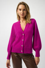 Joseph Ribkoff | Sweater Knit Cardigan with Puff Sleeves 253906
