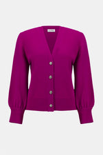 Joseph Ribkoff | Sweater Knit Cardigan with Puff Sleeves 253906