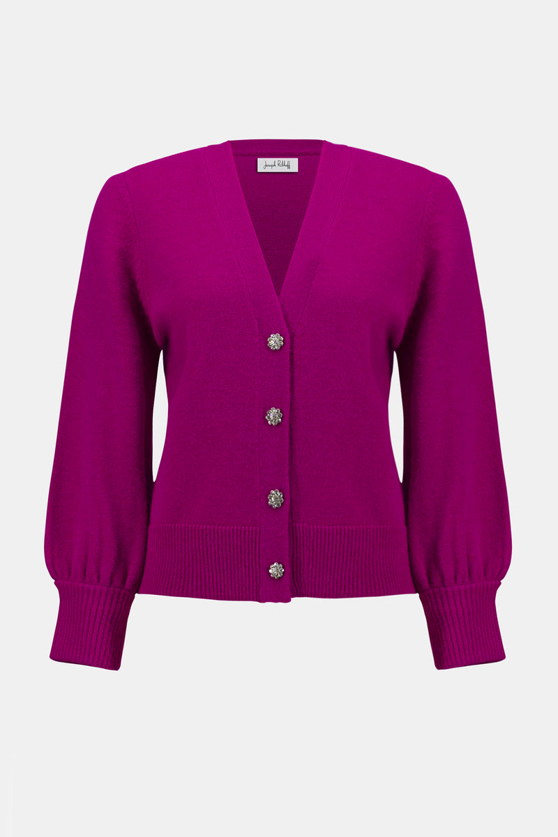 Joseph Ribkoff | Sweater Knit Cardigan with Puff Sleeves 253906
