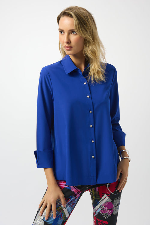 Joseph Ribkoff |        Stretch Poplin Button-Front Boxy Blouse 253923