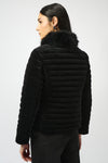 Joseph Ribkoff Stretch Velvet Puffer Jacket with Faux Fur Collar 253928 F25