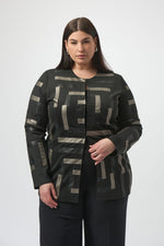 Joseph Ribkoff Scuba & Leatherette Collarless Jacket 253929