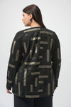Joseph Ribkoff Scuba & Leatherette Collarless Jacket 253929