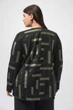 Joseph Ribkoff Scuba & Leatherette Collarless Jacket 253929