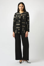 Joseph Ribkoff Scuba & Leatherette Collarless Jacket 253929
