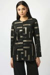 Joseph Ribkoff Scuba & Leatherette Collarless Jacket 253929