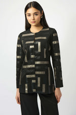 Joseph Ribkoff Scuba & Leatherette Collarless Jacket 253929