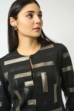 Joseph Ribkoff Scuba & Leatherette Collarless Jacket 253929