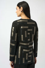 Joseph Ribkoff Scuba & Leatherette Collarless Jacket 253929