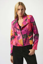 Joseph Ribkoff Foiled Faux Suede Abstract Print Fitted Jacket 253954