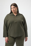 Joseph Ribkoff |   Sweater Knit Boxy Pullover With Zipped Collar 253963