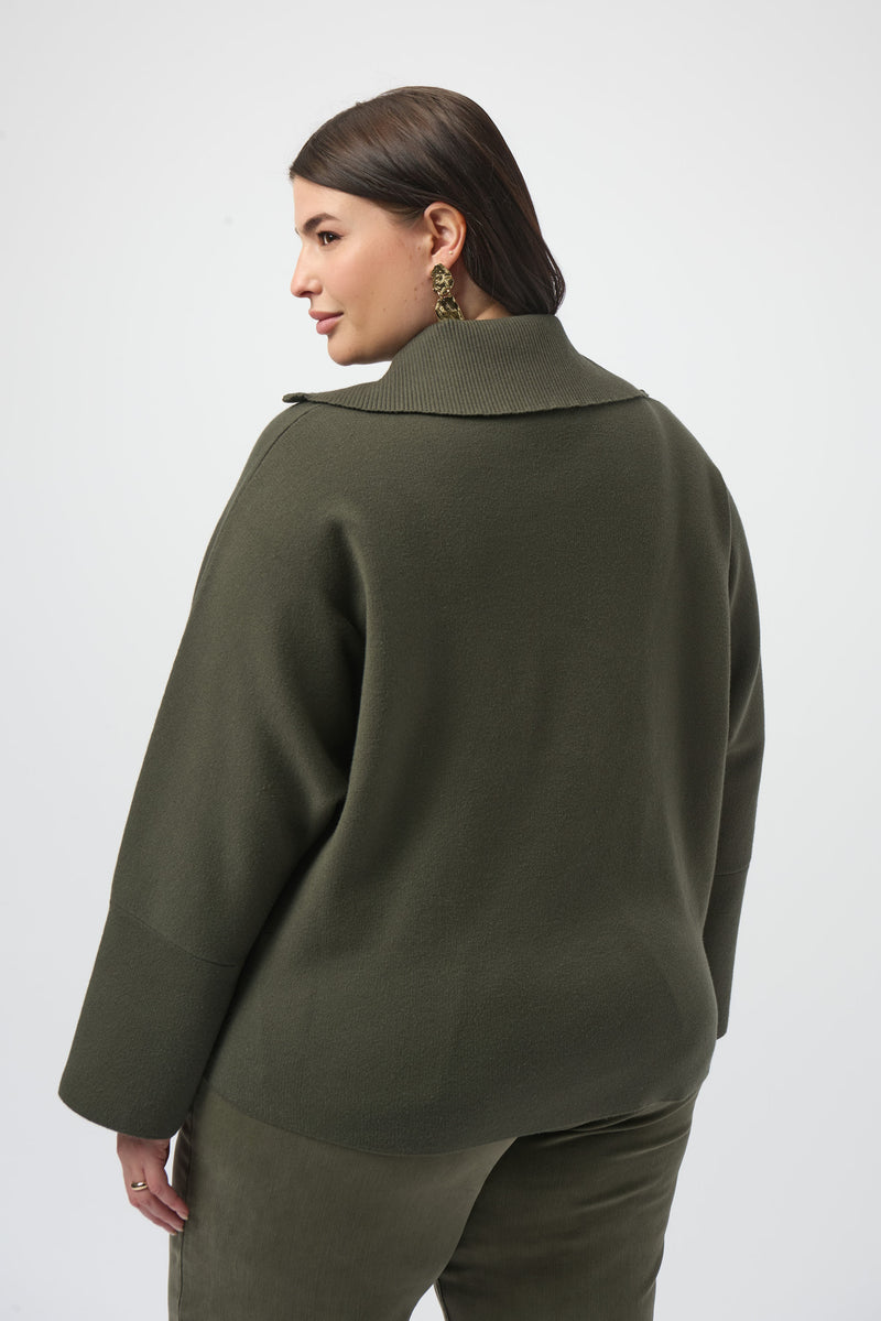 Joseph Ribkoff |   Sweater Knit Boxy Pullover With Zipped Collar 253963