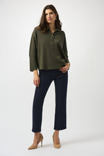 Joseph Ribkoff |   Sweater Knit Boxy Pullover With Zipped Collar 253963