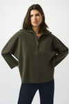 Joseph Ribkoff |   Sweater Knit Boxy Pullover With Zipped Collar 253963
