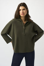 Joseph Ribkoff |   Sweater Knit Boxy Pullover With Zipped Collar 253963