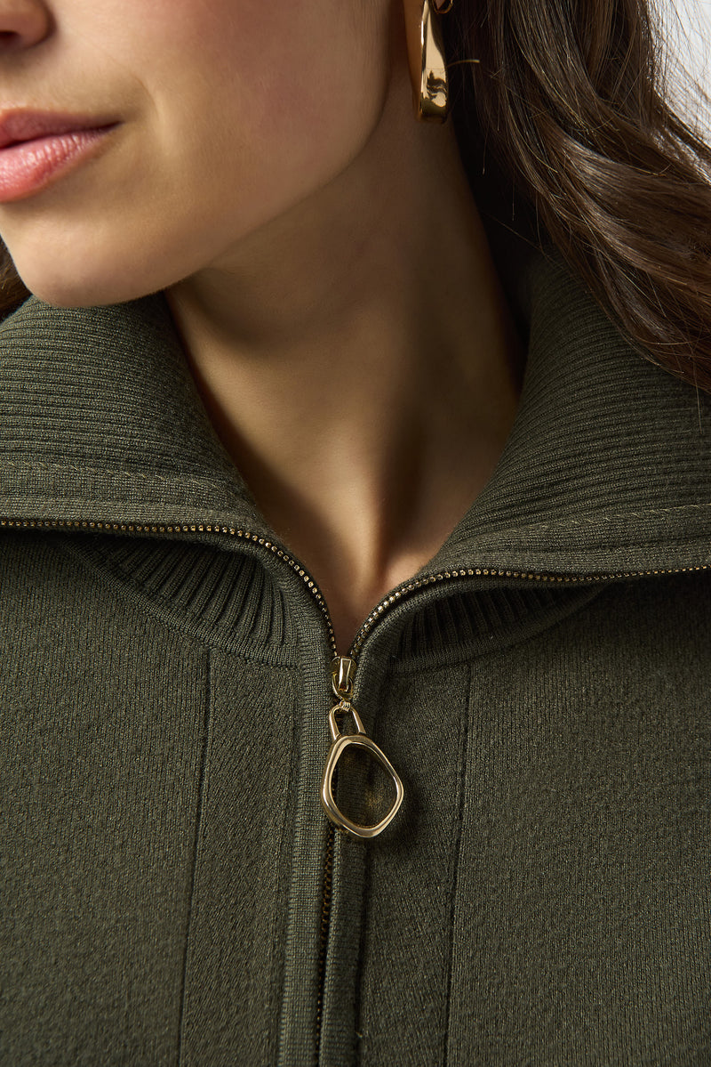 Joseph Ribkoff |   Sweater Knit Boxy Pullover With Zipped Collar 253963