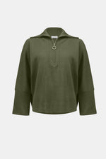 Joseph Ribkoff |   Sweater Knit Boxy Pullover With Zipped Collar 253963