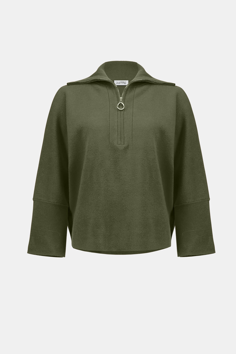 Joseph Ribkoff |   Sweater Knit Boxy Pullover With Zipped Collar 253963