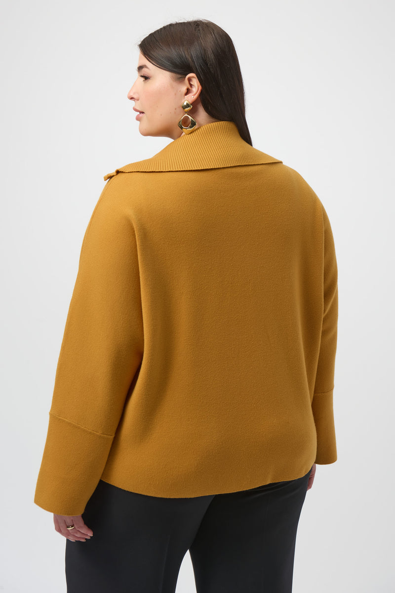 Joseph Ribkoff |   Sweater Knit Boxy Pullover With Zipped Collar 253963