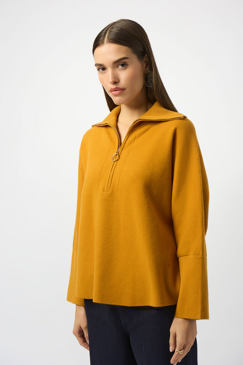 Joseph Ribkoff |   Sweater Knit Boxy Pullover With Zipped Collar 253963