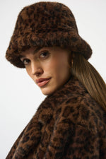 Joseph Ribkoff |    Faux Fur Leopard Print Bucket Hat 253975X