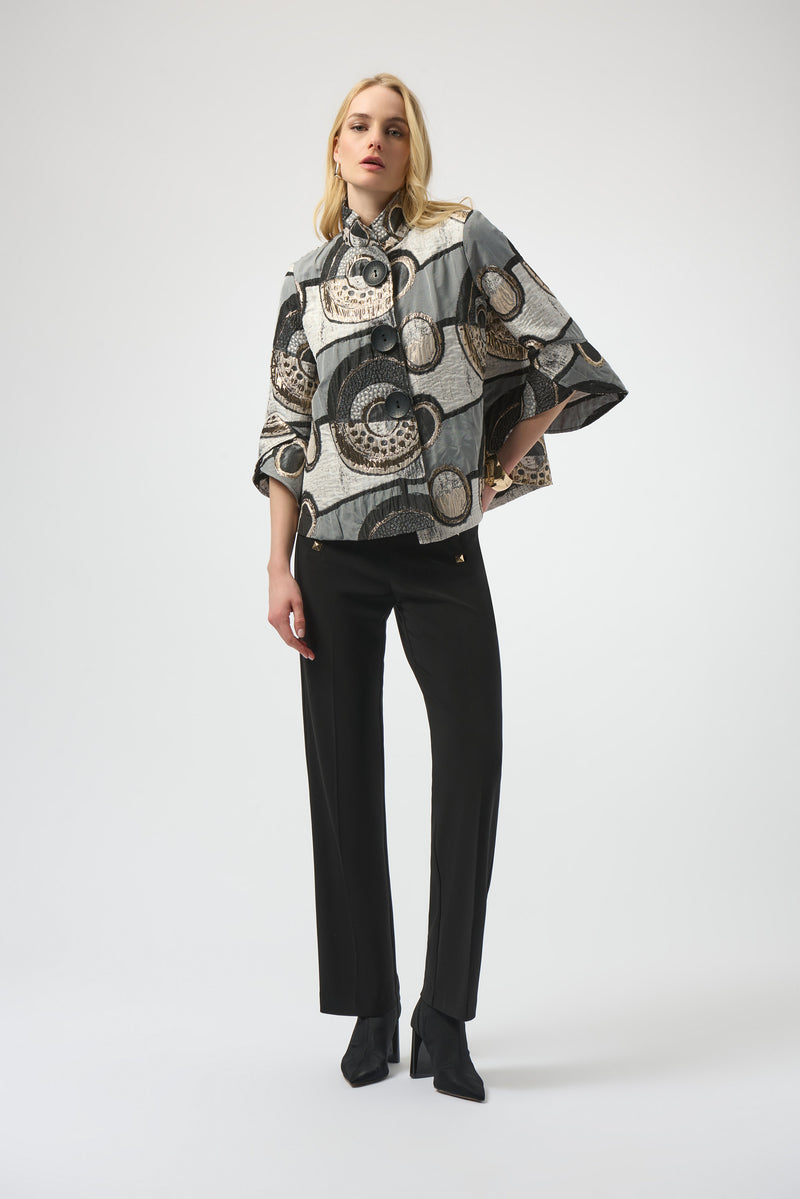 Joseph Ribkoff Abstract Jacquard Trapeze Jacket 254003 F25