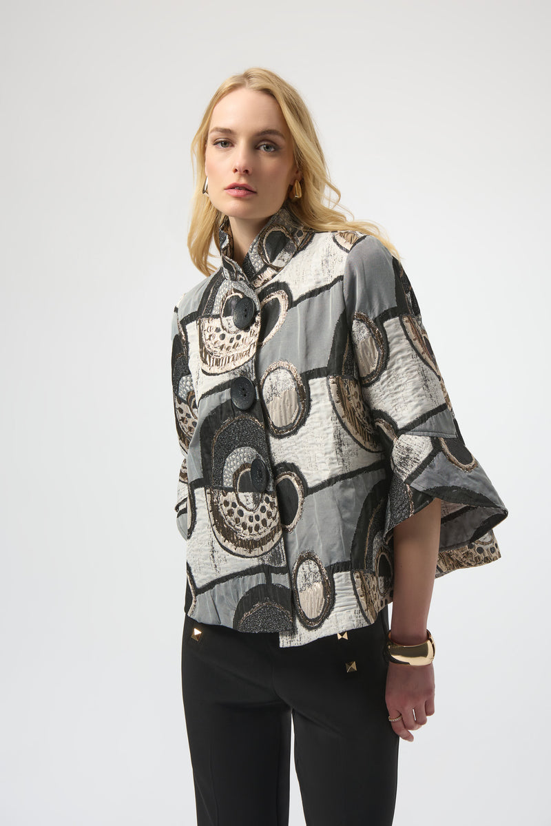 Joseph Ribkoff Abstract Jacquard Trapeze Jacket 254003 F25