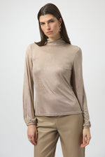 Joseph Ribkoff | JFoiled Knit Mock Neck Fitted Top 254027F25