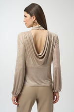 Joseph Ribkoff | JFoiled Knit Mock Neck Fitted Top 254027F25