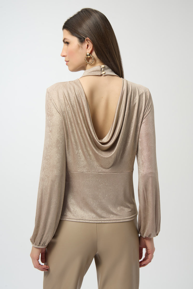 Joseph Ribkoff | JFoiled Knit Mock Neck Fitted Top 254027F25