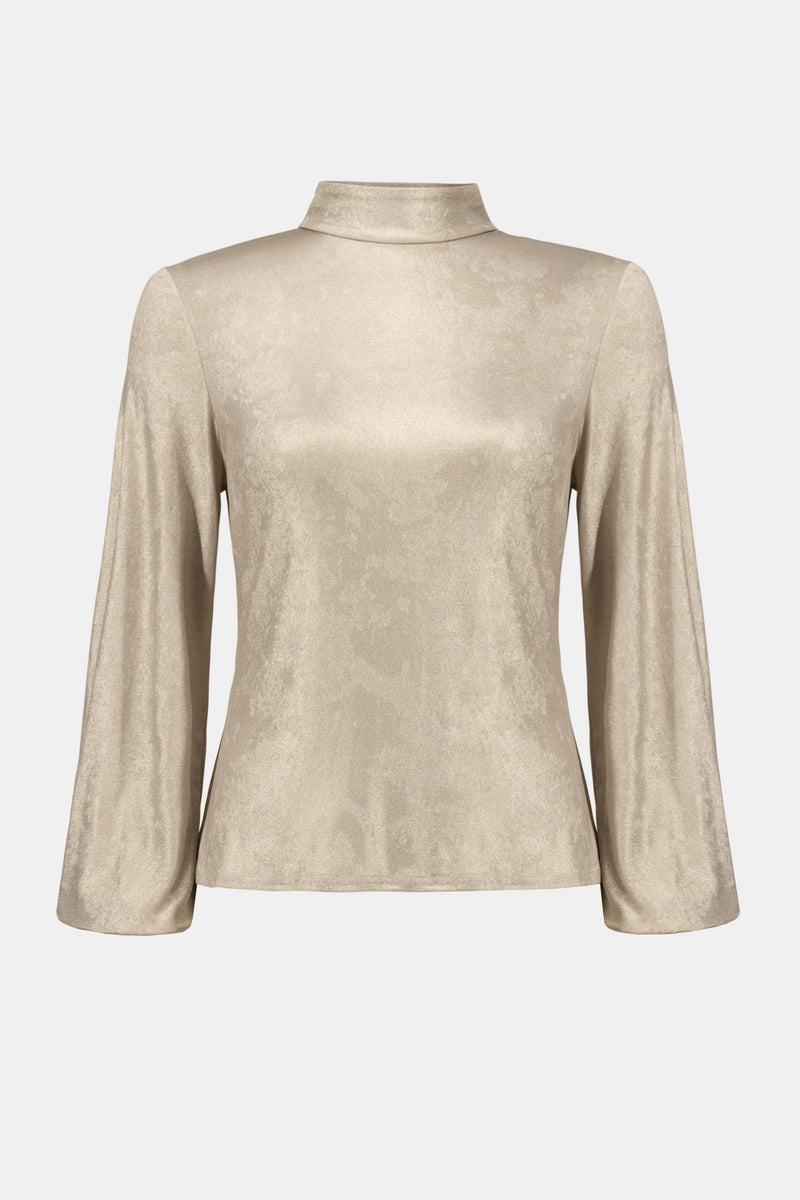Joseph Ribkoff | JFoiled Knit Mock Neck Fitted Top 254027F25