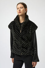 Joseph Ribkoff |Chevron Faux Fur Mock Neck Vest 254906F25