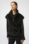Joseph Ribkoff |Chevron Faux Fur Mock Neck Vest 254906F25