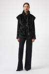Joseph Ribkoff |Chevron Faux Fur Mock Neck Vest 254906F25