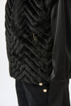 Joseph Ribkoff |Chevron Faux Fur Mock Neck Vest 254906F25