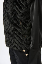 Joseph Ribkoff |Chevron Faux Fur Mock Neck Vest 254906F25