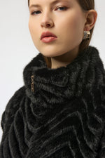 Joseph Ribkoff |Chevron Faux Fur Mock Neck Vest 254906F25