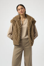 Joseph Ribkoff |Chevron Faux Fur Mock Neck Vest 254906F25