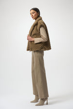 Joseph Ribkoff |Chevron Faux Fur Mock Neck Vest 254906F25