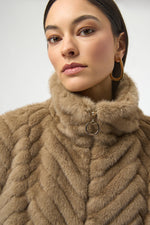 Joseph Ribkoff |Chevron Faux Fur Mock Neck Vest 254906F25